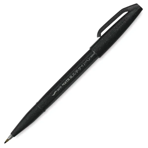 Pentel Arts Sign Pen Touch Fude Brush Tip Black Ink