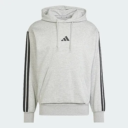 adidas Men's Essentials 3-Stripes Fleece Hoodie (Medium Grey Heather/Black)