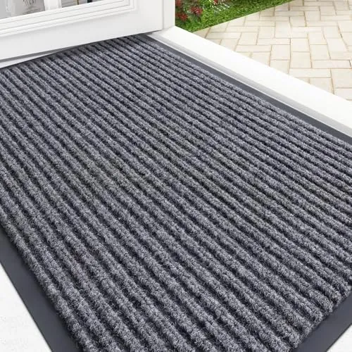 Olanly 29.7" x 17" PVC Backed Heavy Duty Door Mat (Grey)