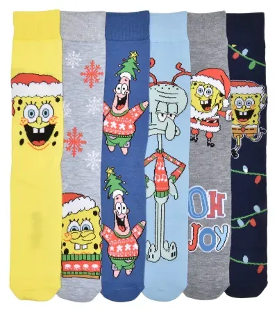 SpongeBob SquarePants Men's 6-Pack Crew Socks