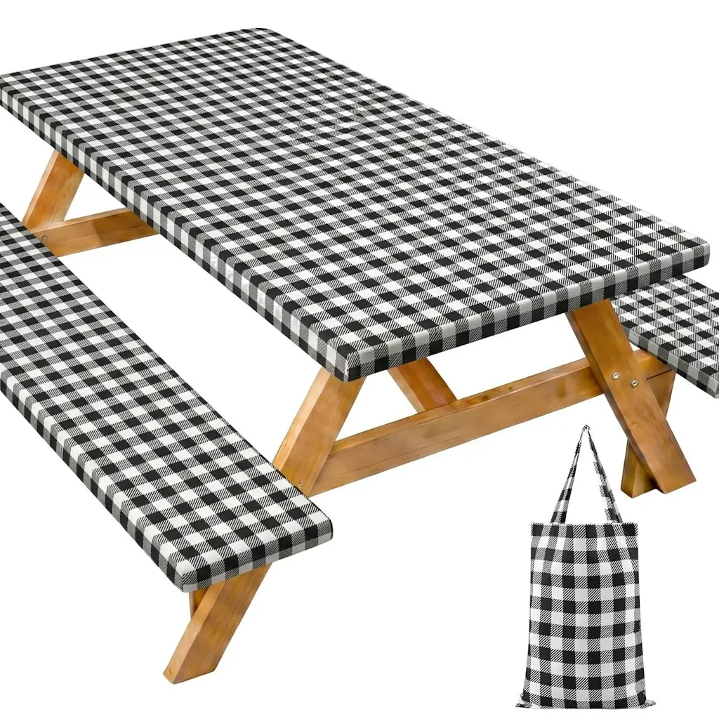 Picnic Table Cover w/ Bench Covers 72" Camping Tablecloth