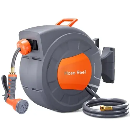 GAOMON 1/2" x 100-Feet Wall-Mounted Retractable Garden Hose Reel