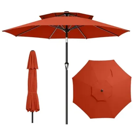 AreShark 9' 2-Tier Patio Umbrella