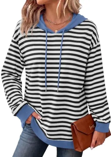 OFEEFAN Striped Sweatshirt Long Sleeve Hoodies