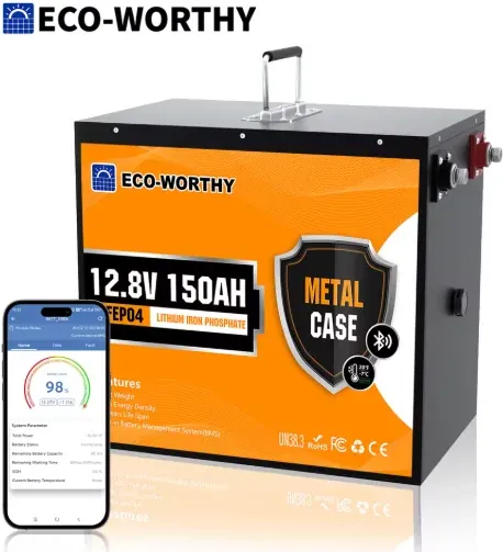ECO-WORTHY 12V 150Ah LiFePO4 Battery 1920Wh 120A BMS Bluetooth Metal Case