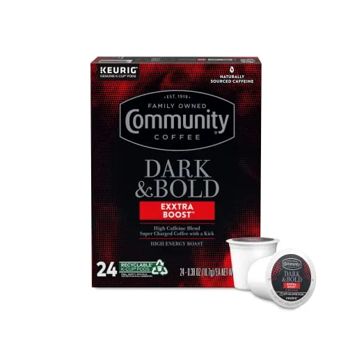 Community Coffee Dark & Bold Extra Boost K-Cup Pods 24-Count