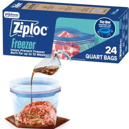24ct Ziploc Quart Food Storage Freezer Bags w/ Stand-Up Bottom