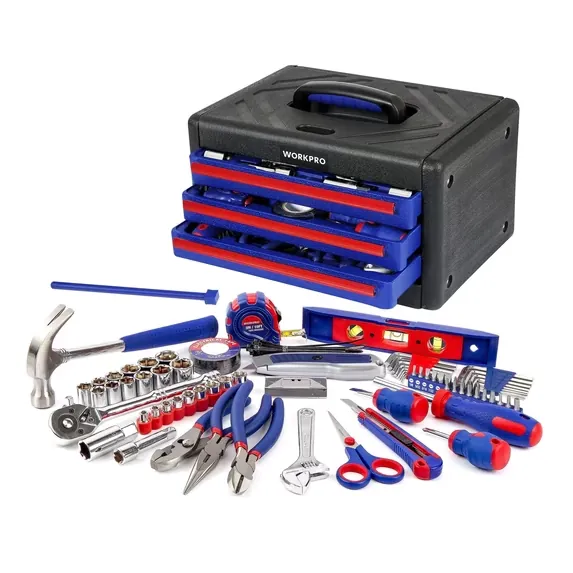 WORKPRO 125-Piece Auto Repair Tool Set with 3-Drawer Heavy Duty Metal Box