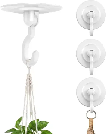 4-Pack Keno 3lb Adhesive Ceiling Hooks w/ 360° Swivel