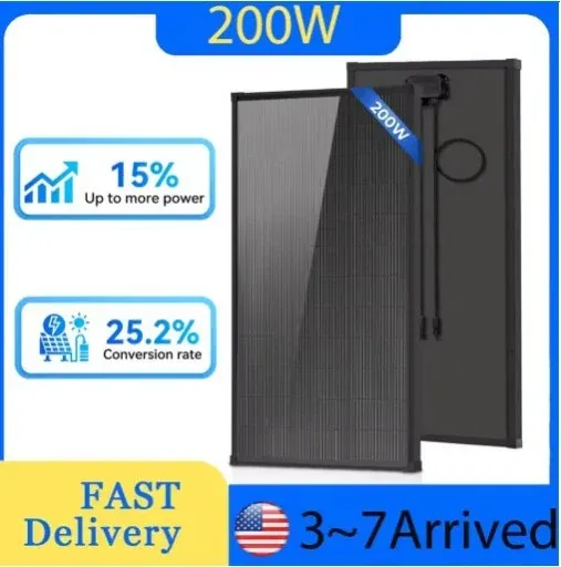 AeternaSol 12V 200W N-Type 18BB Solar Panel