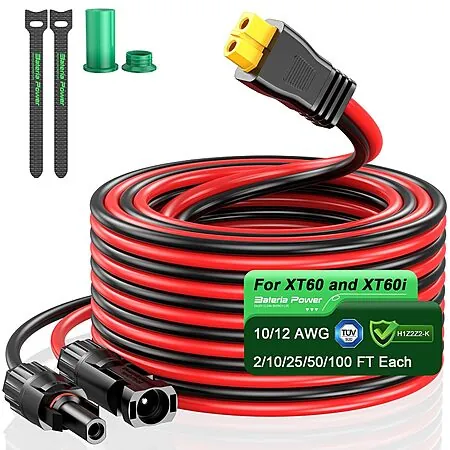 10' Bateria Power 10' 12AWG Solar Connector to XT60 Extension Cable