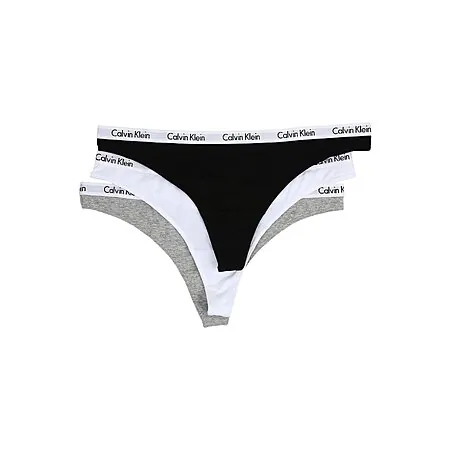 3-Pack Calvin Klein Womens Carousel Logo Cotton Stretch Thong Panties (Large)