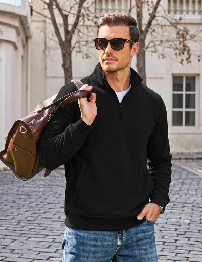 COOFANDY Mens Quarter Zip Pullover