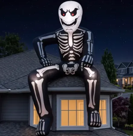 Joyfy 8.5 FT Halloween Inflatable Rooftop Skeleton with Built-in LED