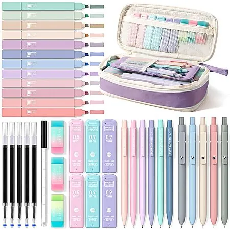 47-Pc Four Candies School Supply Set w/ Pencil Case (Purple)