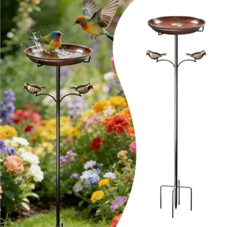 Edrifyah 35" Vintage Metal Bird Bath with Copper Disk