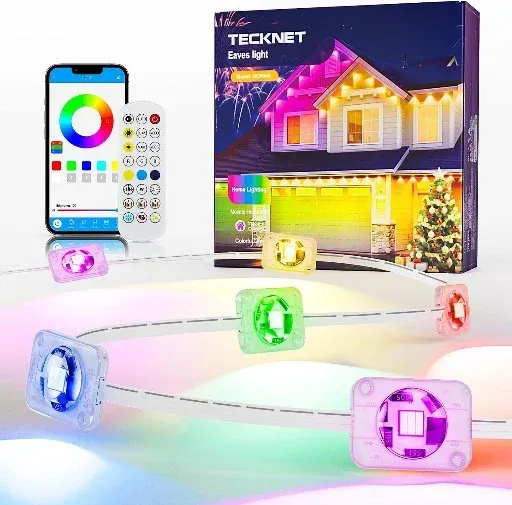 Tecknet Permanent Smart RGBIC IP67 Outdoor LED Lights 100'