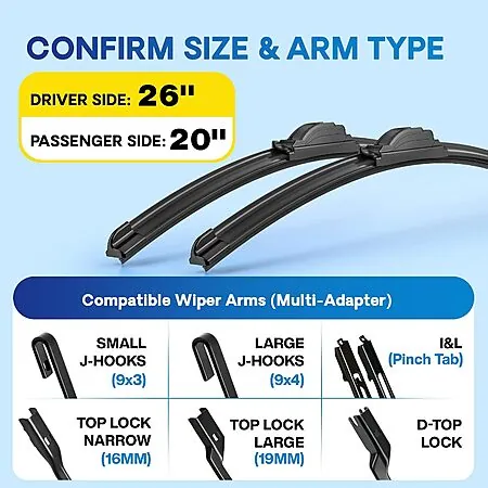 5 PLUS 2-Pack Windshield Wiper Blades (various sizes)