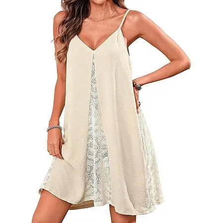 Totatuit Women's Crochet Beach Cover Up Dress w/ Pockets