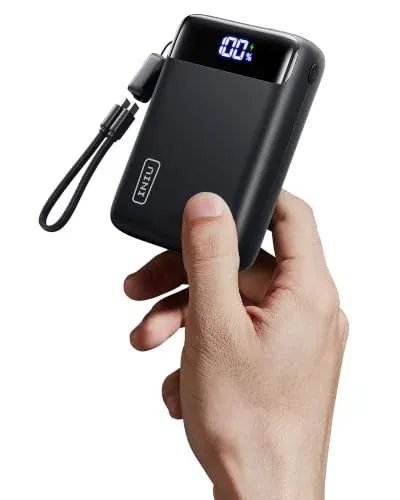 INIU 20000mAh 22.5W Fast Charging Portable Power Bank w/ Built-In USB-C Cable & Flashlight
