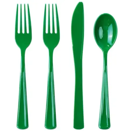 160-Piece WDF Green Plastic Silverware Set