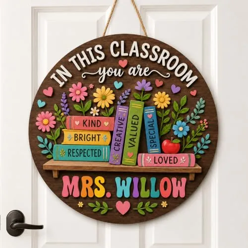 Personalized Teacher Wooden Door Sign
