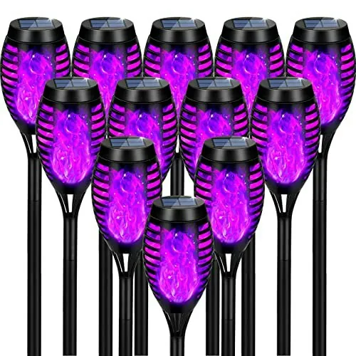 Halloween Purple Solar Flickering Flame Lights 12-Pack