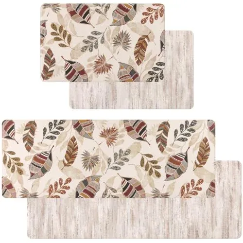 2-Piece U'Artlines Reversible Anti Fatigue Non Slip Cushioned Kitchen Mats