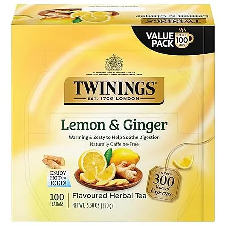 100-Ct Twinings Lemon & Ginger Herbal Tea Bags