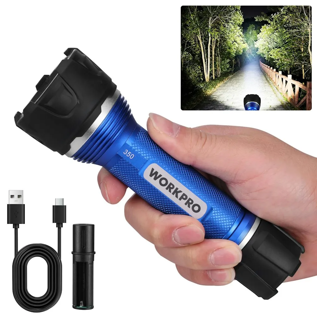 WorkPro Aluminum Rechargeable LED Flashlight