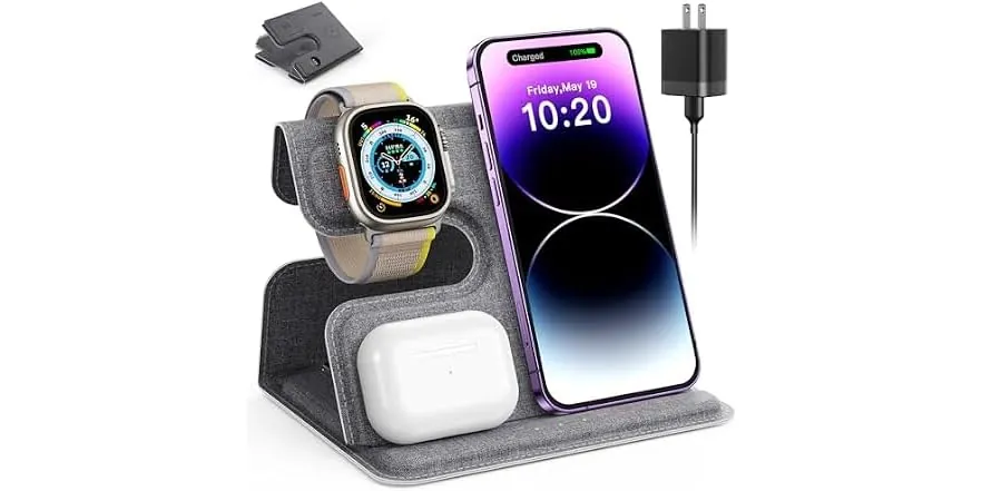 JARGOU Foldable 3 in 1 Charging Station for Apple