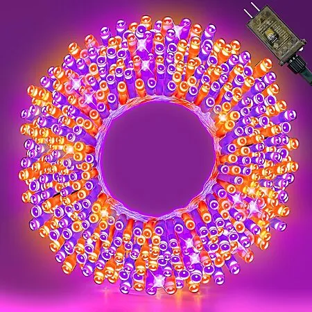 100' WASTROYAL Halloween Plug-in String Lights (Purple Orange or Warm White)