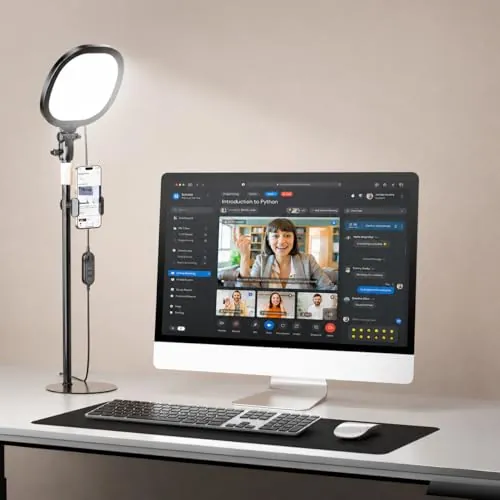 PQRQP Desk Ring Light w/ Stand & Phone Holder