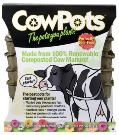 12-Pack CowPots 4" Square Manure Pots