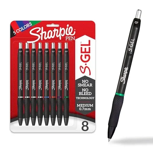 Sharpie S-Gel Medium Point 0.7mm Retractable Gel Pens 8-Count