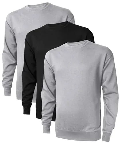 Little Beauty 3 Pack Crewneck Sweatshirts Long Sleeve Pullover Sweatshirts for Men Lightweight Casual Top XL