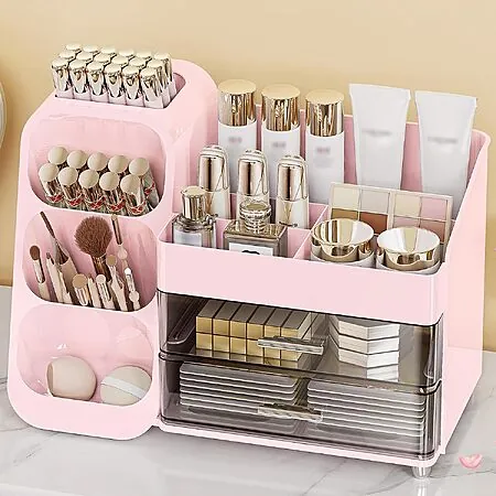 Prime Members: Anylady 13.5" x 6.9" Countertop Makeup Organizer (Pink or White)