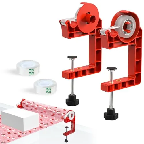 MONMEE Wrapping Paper Holder w/ One-Hand Tape Cutters & 2 Tape Rolls