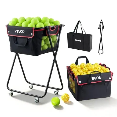 VEVOR Tennis Ball Hopper, 175 Tennis Balls or 290 Pickleballs Capacity