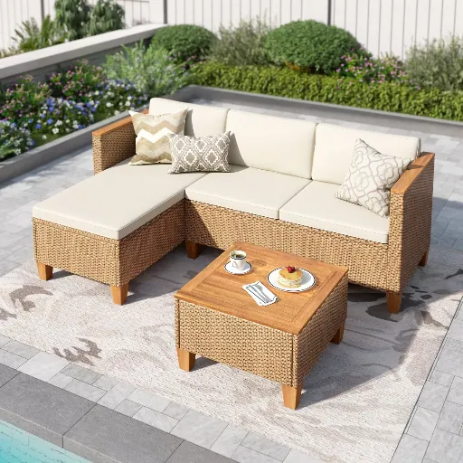 3-Piece Captiva Designs Outdoor Wicker Patio Sofa Conversation Set