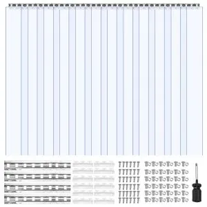 VEVOR Clear PVC Strip Curtain 84 in Height x 72 in Width x 0.08 in Thickness, 12 PCS