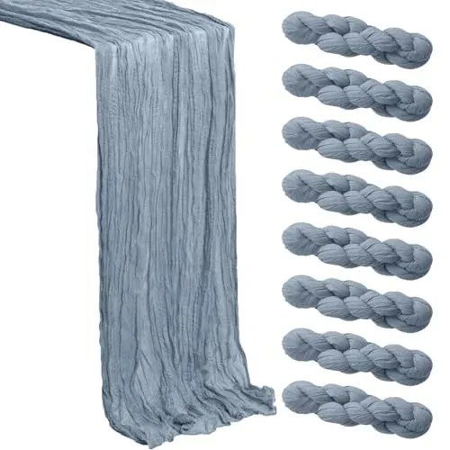 Dusty Blue Cheesecloth Table Runner 8 Pack