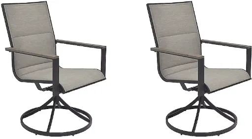 Style Selections Elmhurst Set of 2 Black Steel Frame Swivel Dining Chair with Gray Sling Seat