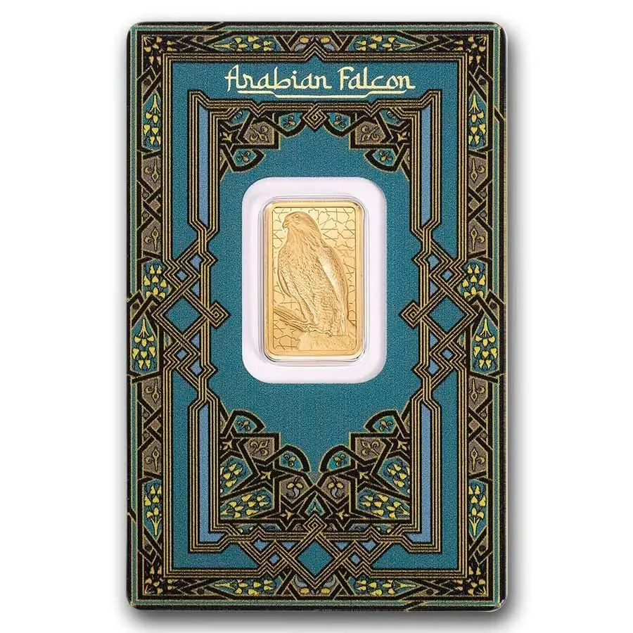 PAMP Suisse Arabian Falcon 5 Gram Gold Bar w/ Assay & Frame