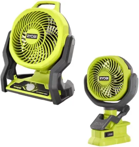 Ryobi ONE+ 18V Cordless Hybrid WHISPER 7-1/2 in. Fan + 18V Cordless 4 in. Clamp Fan