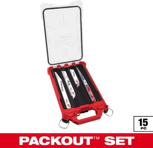 Milwaukee PACKOUT SAWZALL 15-Piece Reciprocating Saw Blade Set with 12" 3 TPI Carbide Pruning Blade