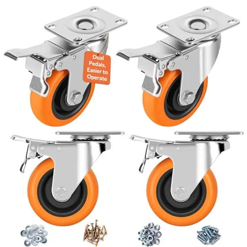 ASRINIEY 4" Caster Wheels Heavy Duty Swivel Casters Set 4 w/Dual Locking