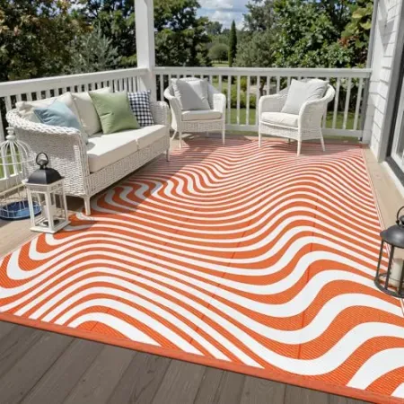 Vaukki 6'x9' Waterproof Reversible Plastic Straw Outdoor Rug