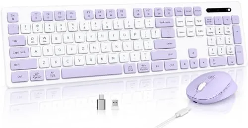 Rechargeable 2.4Ghz Wireless Keyboard and Mouse Combo - Purple