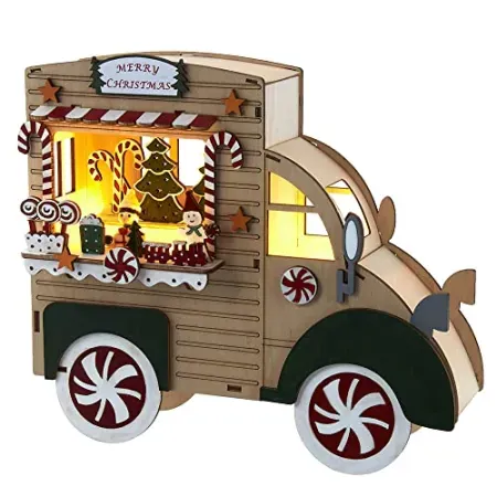Kurt S. Adler 10" Battery-Operated Lit Merry Christmas Gingerbread Truck